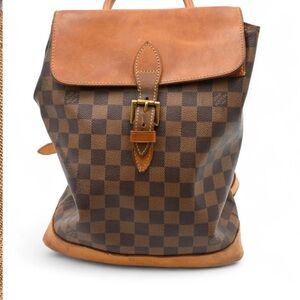 LOUIS VUITTON CENTENAIRE ARLEQUIN DAMIER EBENE CANVAS LEATHER BACKPACK